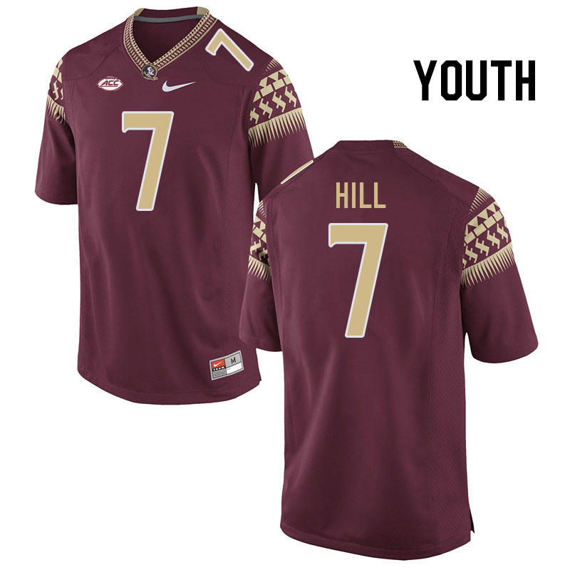 Youth #7 Destyn Hill Florida State Seminoles College Football Jerseys Stitched Sale-Garnet - Click Image to Close